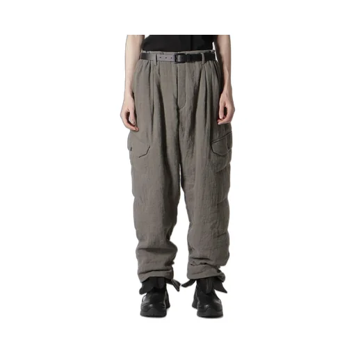 Silk Linen Diagonal Flap Padded Pants