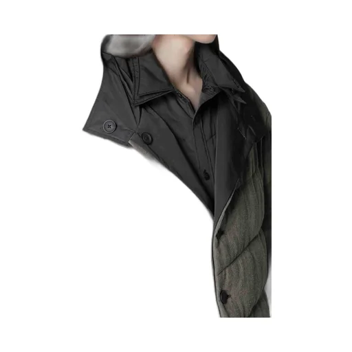 Silk Linen Diagonal Padded Hooded Jacket