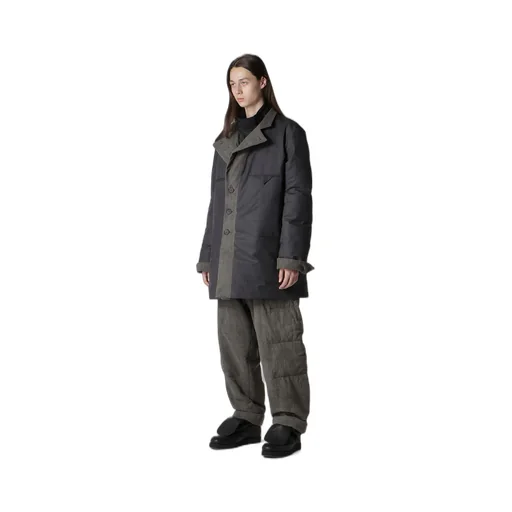 Cotton Linen Inked Horizontal Padded Long Jacket