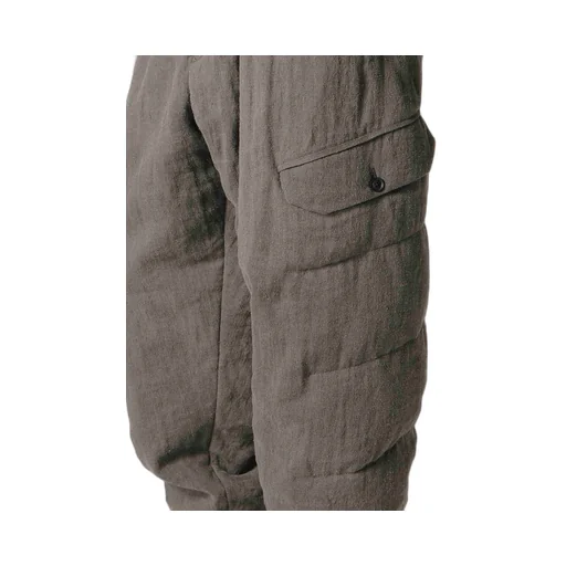 Silk Linen Diagonal Flap Padded Pants
