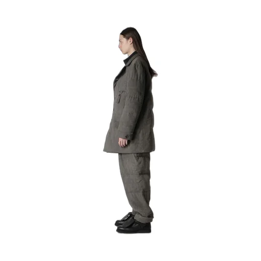 Cotton Linen Inked Horizontal Padded Long Jacket