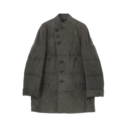 Cotton Linen Inked Horizontal Padded Long Jacket