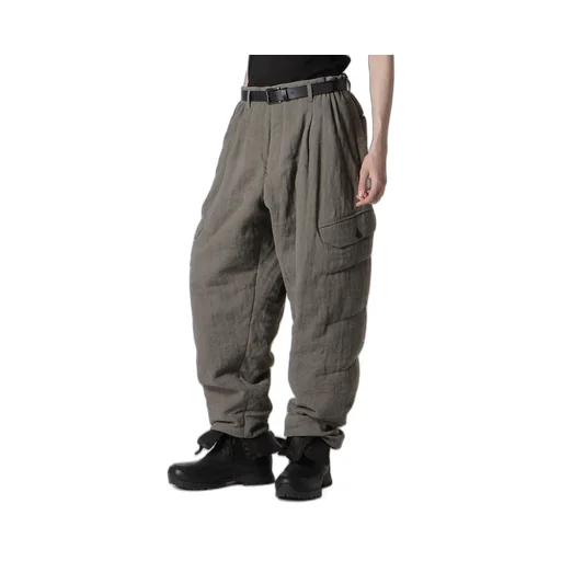 Silk Linen Diagonal Flap Padded Pants