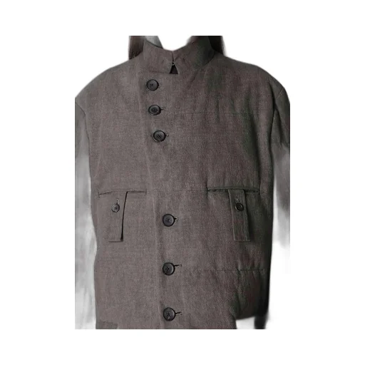 Cotton Linen Inked Horizontal Padded Long Jacket