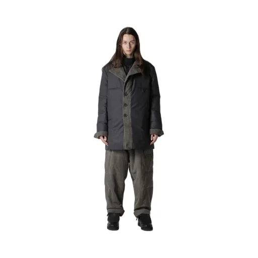 Cotton Linen Inked Horizontal Padded Long Jacket