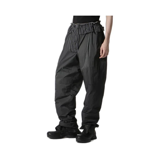Silk Linen Diagonal Flap Padded Pants