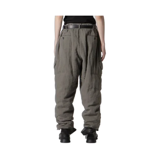 Silk Linen Diagonal Flap Padded Pants