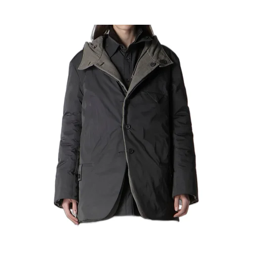 Silk Linen Diagonal Padded Hooded Jacket