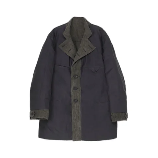Cotton Linen Inked Horizontal Padded Long Jacket