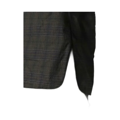 Madras Ink Plaid Double Collar Padded Blouse
