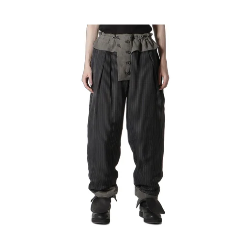 Cotton Linen Sheeting Horizontal Padded Pants