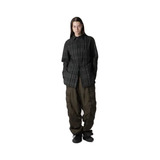 Ink Madras Plaid Padded Blouse