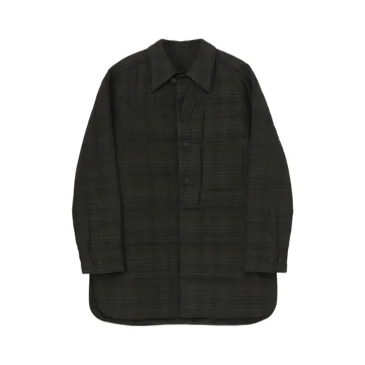 Madras Ink Plaid Double Collar Padded Blouse