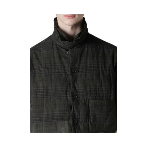 Madras Ink Plaid Double Collar Padded Blouse