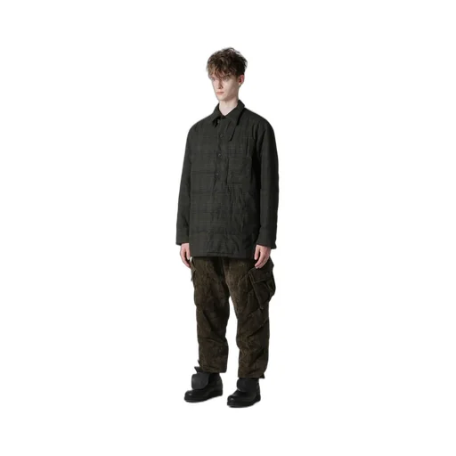 Madras Ink Plaid Double Collar Padded Blouse