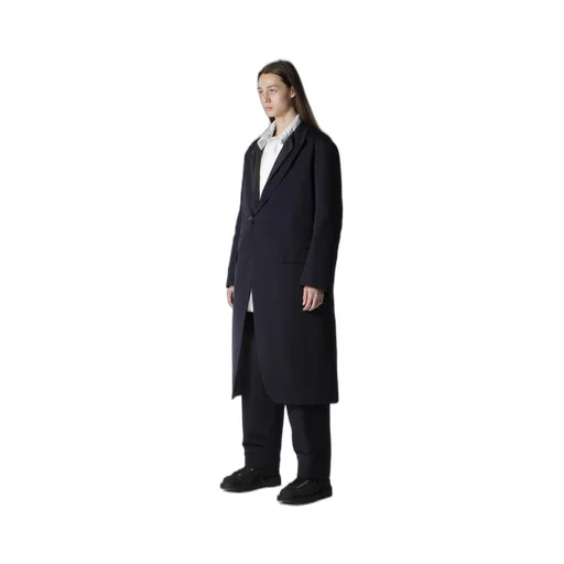 Navy Wool Gabardine One Button Jacket With Liner