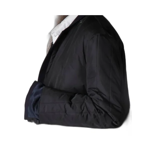 Navy Wool Gabardine One Button Jacket With Liner