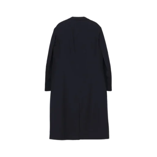 Navy Wool Gabardine One Button Jacket With Liner