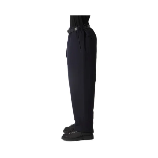 Navy Wool Gabardine One Side Pkt Pants With Liner