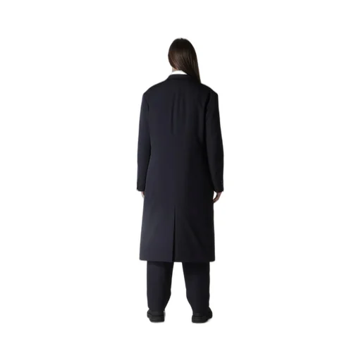 Navy Wool Gabardine One Button Jacket With Liner