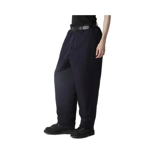 Navy Wool Gabardine One Side Pkt Pants With Liner