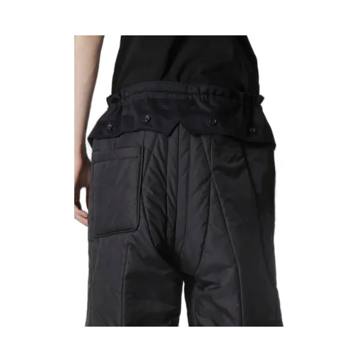 Navy Wool Gabardine One Side Pkt Pants With Liner
