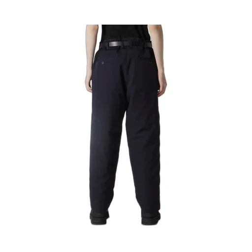 Navy Wool Gabardine One Side Pkt Pants With Liner