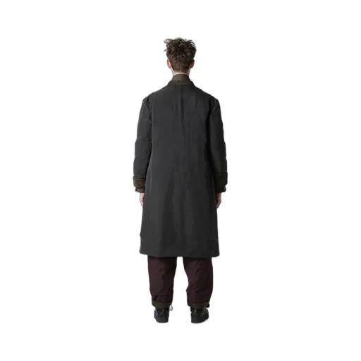 Linen Velvet 3 Buttons Diagonal Padded Long Jacket