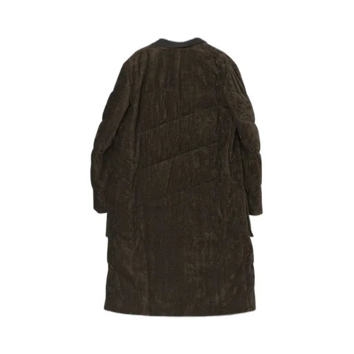 Linen Velvet 3 Buttons Diagonal Padded Long Jacket