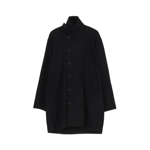 Woollen Jersey High Neck Long Coat