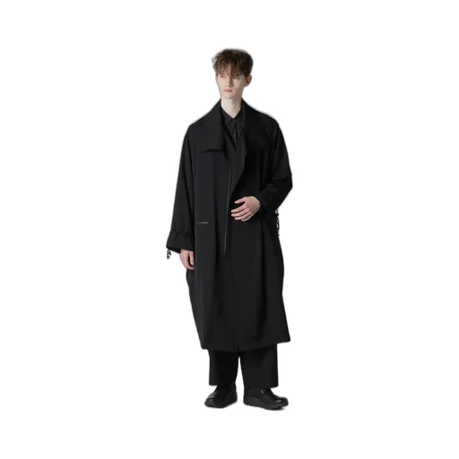 Wool Gabardine Cross Shaped Zipper Coat