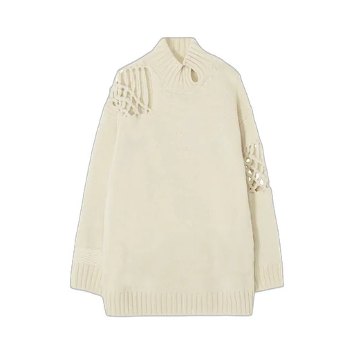 Stitching Macrame Detail High Neck Po