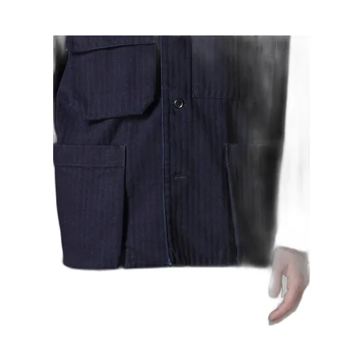 Black Scandal Herringbone Denim 5Bs Overlap Pocket Blouson