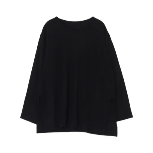 Milling Wool Side Slit Round Neck Long Slv T