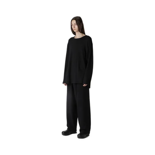 Milling Wool Side Slit Round Neck Long Slv T