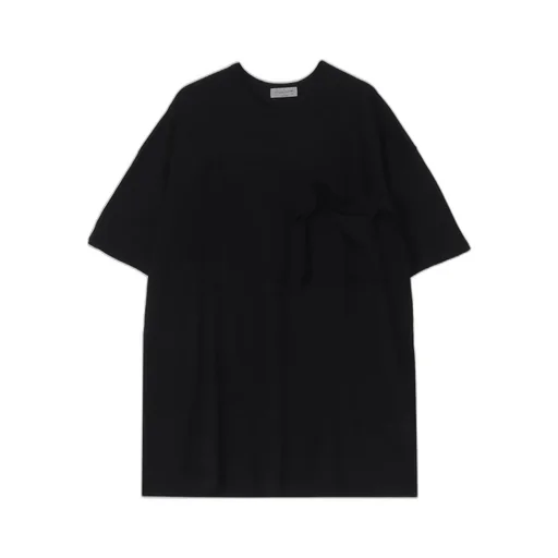 Cotton Silk Noir Gauze Jersey Pocket Detail Short Slv T