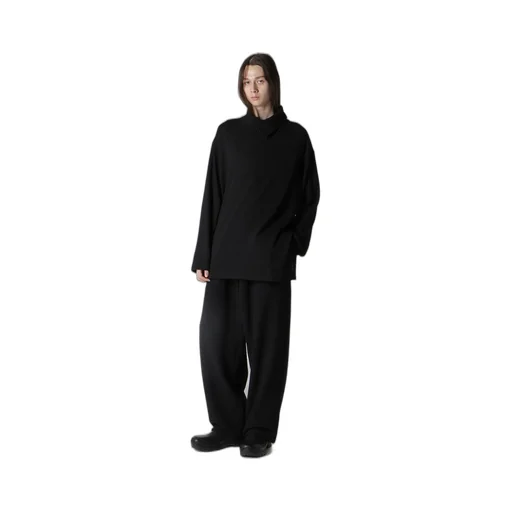 Milling Wool Side Slit High Neck Long Slv T