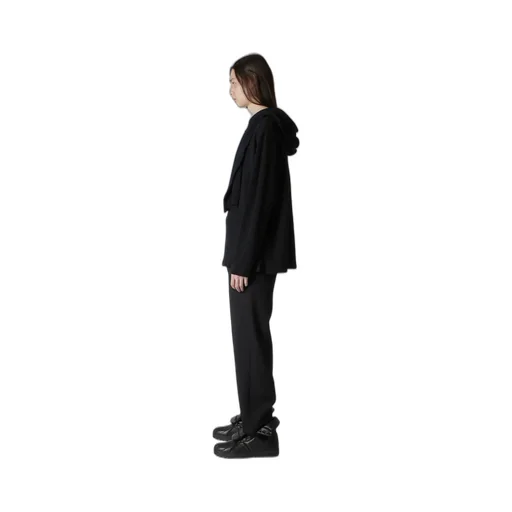 Wool Houndstooth Jacquard Henley Neck Hood T