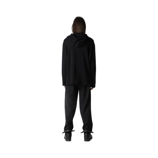 Wool Houndstooth Jacquard Henley Neck Hood T