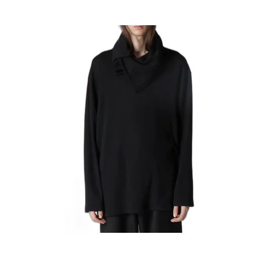 Wool Houndstooth Jacquard High Neck Long Slv T