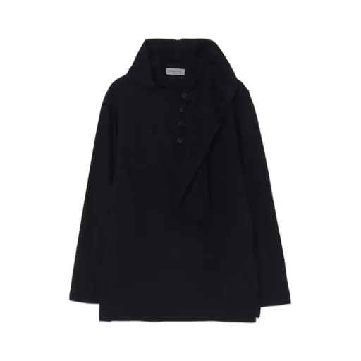 Wool Houndstooth Jacquard Henley Neck Hood T