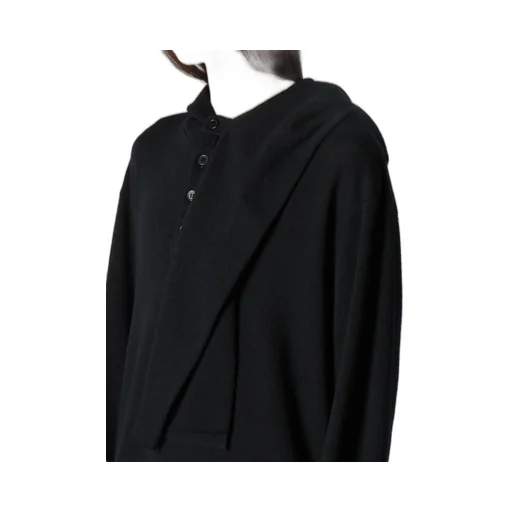 Wool Houndstooth Jacquard Henley Neck Hood T