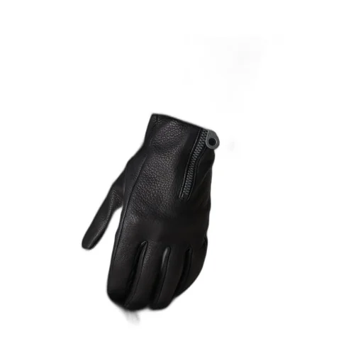 Deer Skin Black Zip Gloves
