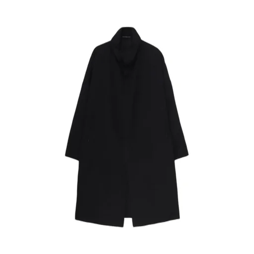 Wool Gabardine Straight Cutting Stand Collar Coat