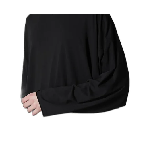 Cotton Cashmere Jersey Big Round Neck Long Slv T