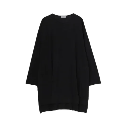 Cotton Cashmere Jersey Big Round Neck Long Slv T