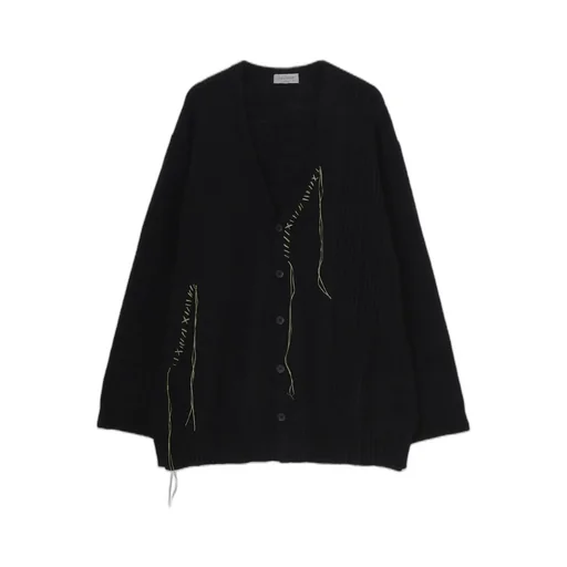 5G1P Embroidery Plain Stitch Embroidery V Neck Cardigan