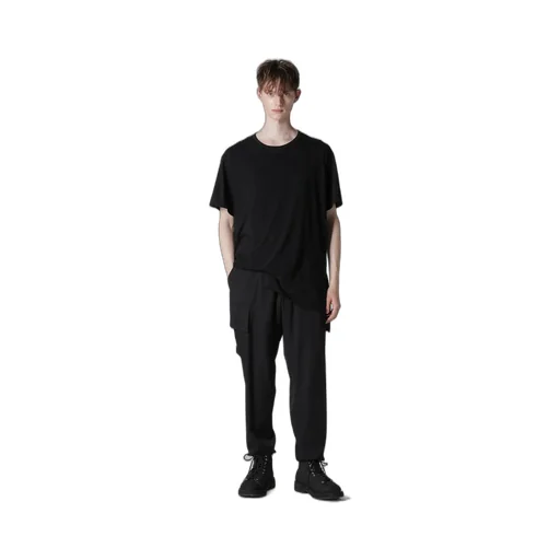 Cotton Cashmere Jersey Designed Collar Round Neck Short S