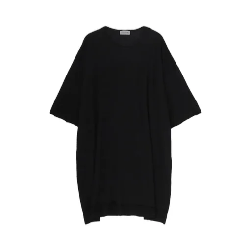 Cotton Cashmere Jersey Big Round Neck Short Slv T