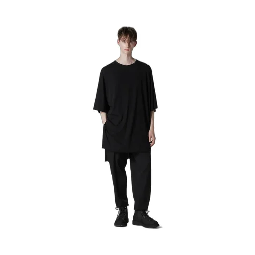 Cotton Cashmere Jersey Big Round Neck Short Slv T